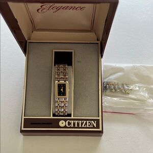 Citizen Women's Watch with Black Dial and Gold Plated and Stainless Bracelet